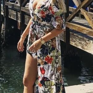 Floral maxi dress with shorts